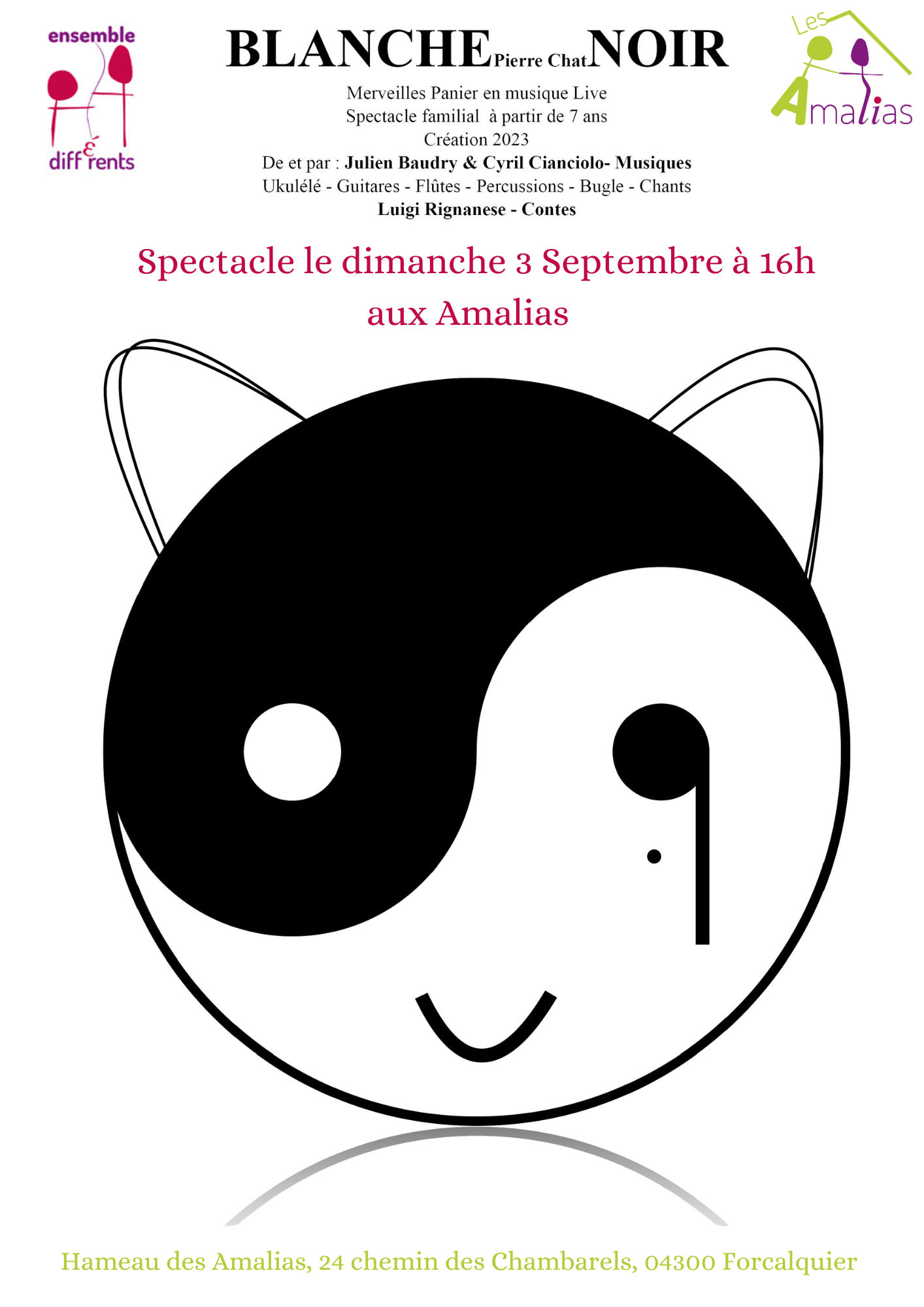 Spectacle BLANCHE Pierre Chat NOIR Les Amalias